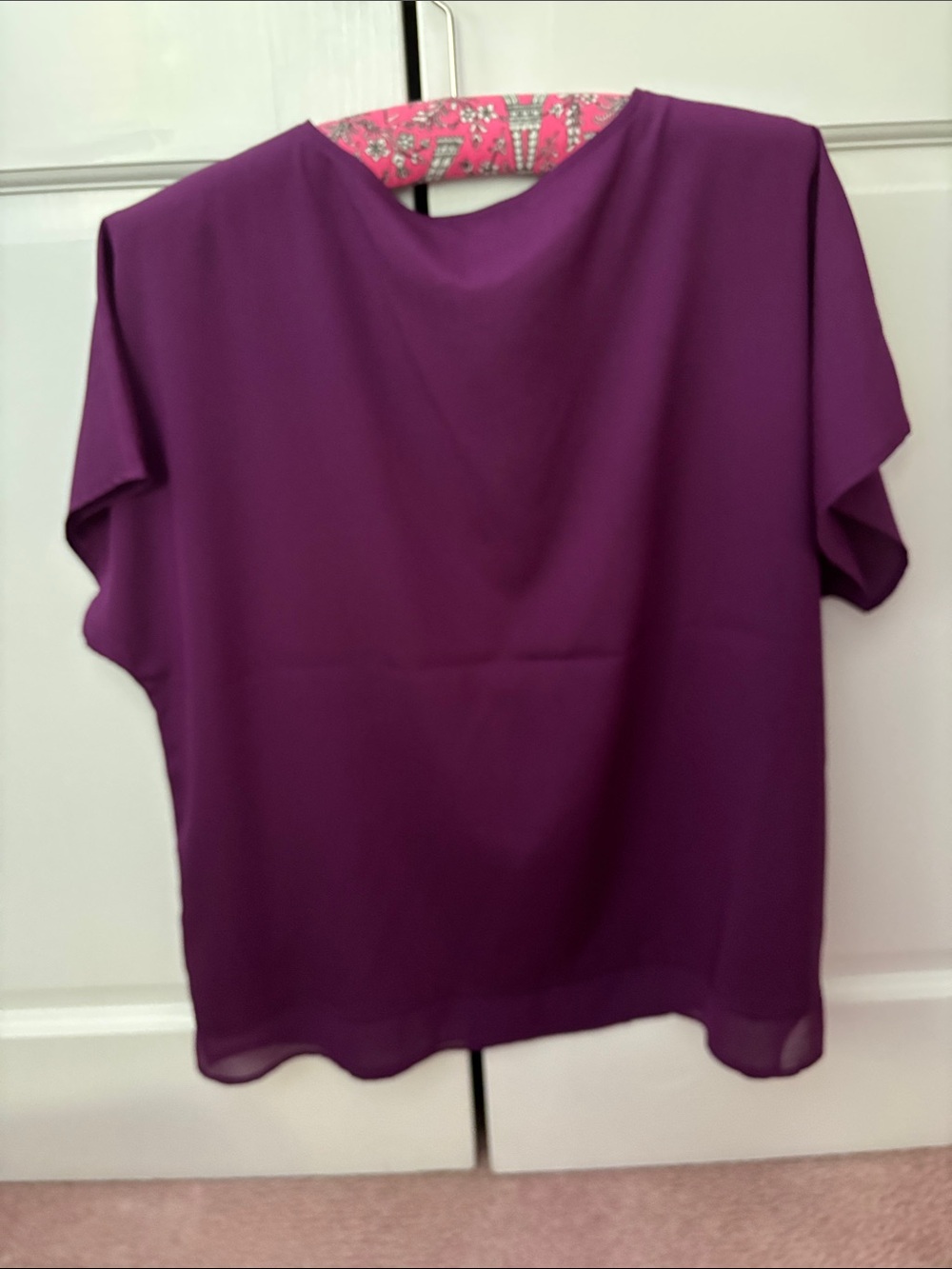 DKNY Plum V-Neck Short Sleeve Blouse - Picture 3 of 4